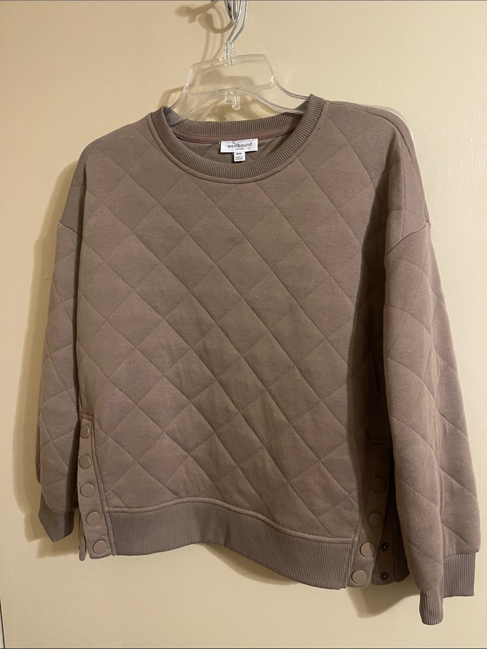 Westbound Quilted Crewneck Sweatshirt - Taupe Brown